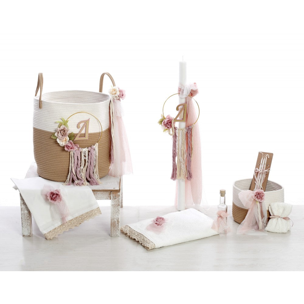 Σετ βάπτισης με στεφάνι και μονόγραμμα