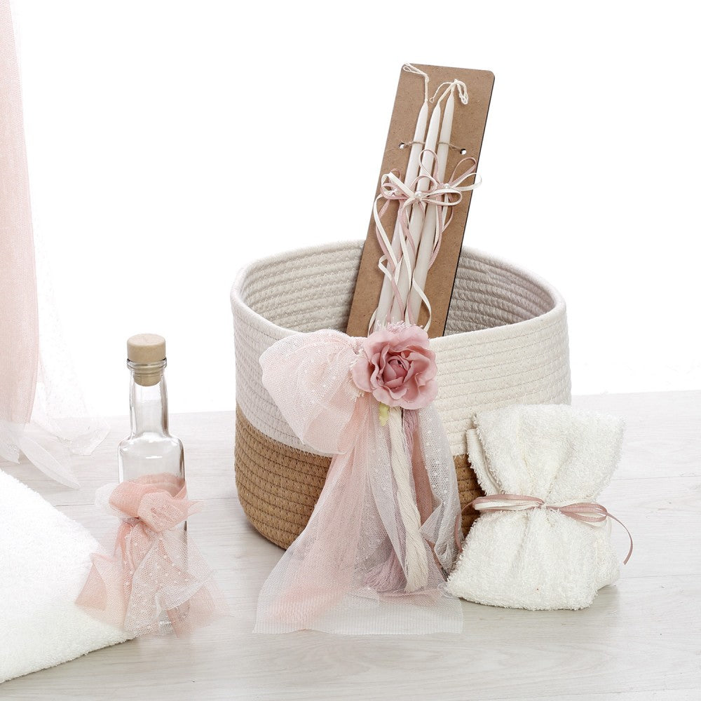 Σετ βάπτισης με στεφάνι και μονόγραμμα