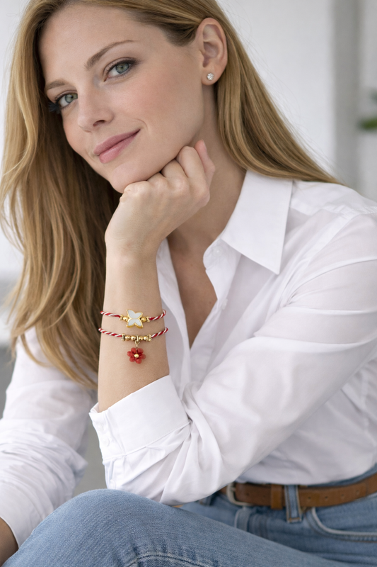 Βραχιόλι μαρτάκι με λουλούδι