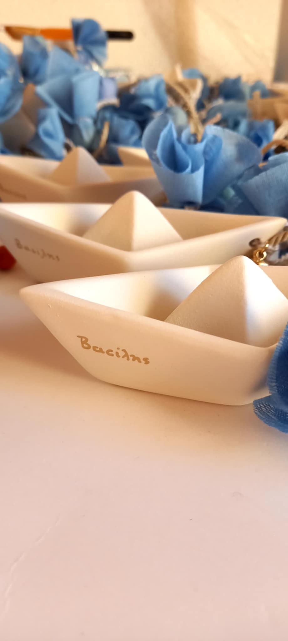 Μπομπονιέρα βάπτισης καραβάκι με άγκυρα και όνομα