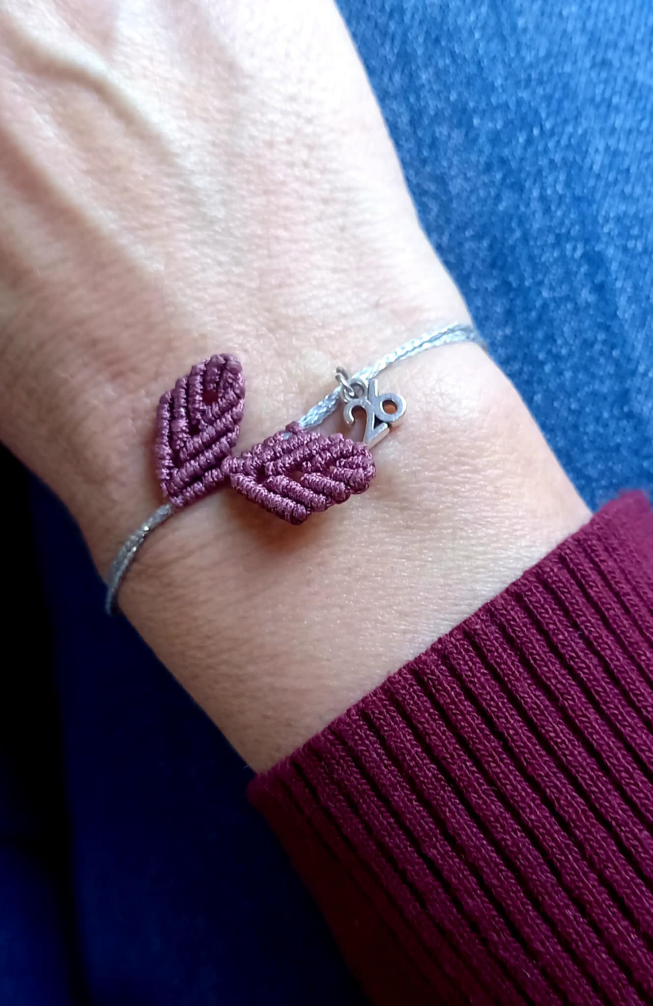 Βραχιόλι - γούρι με μακραμέ φύλλα