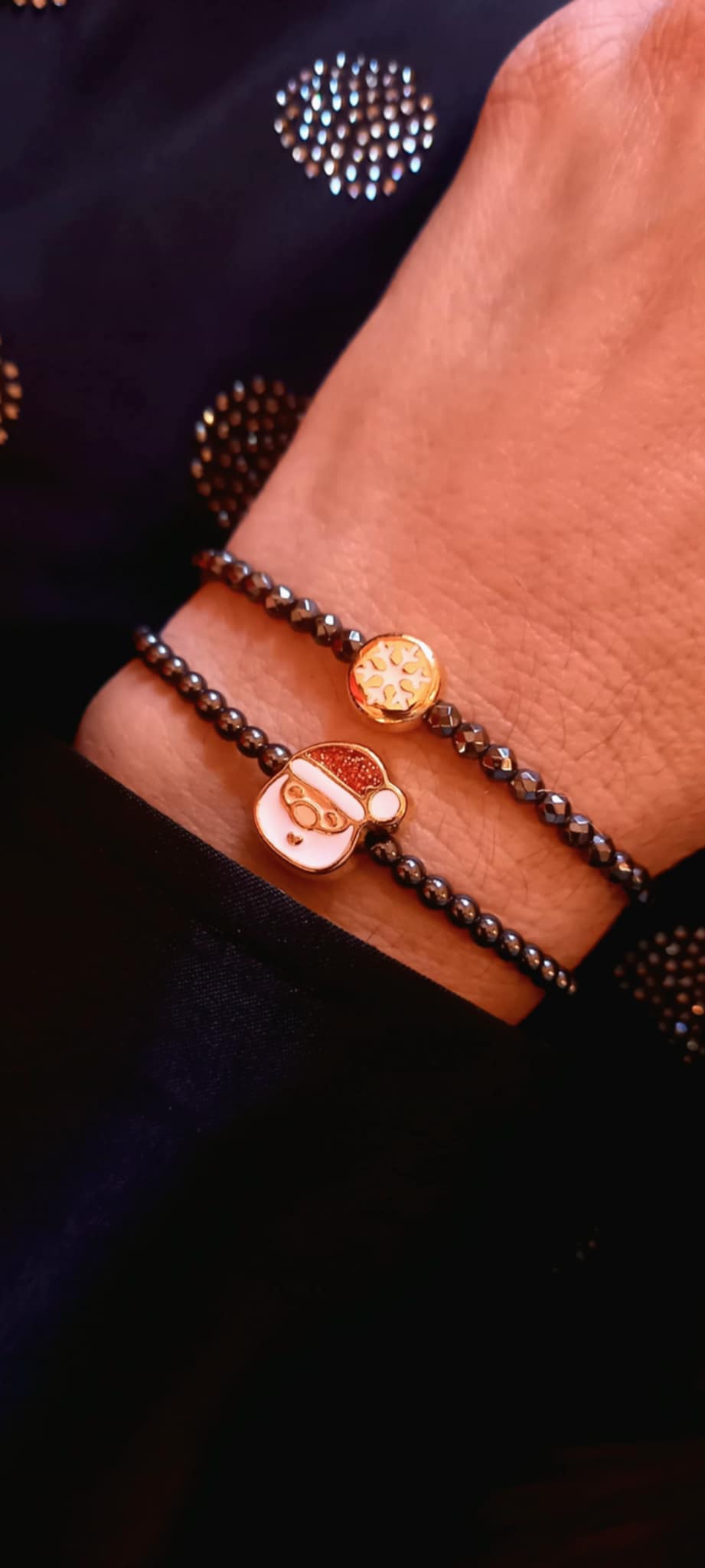 Βραχιόλι με αιματίτες και μοτίφ Αγιο Βασίλη