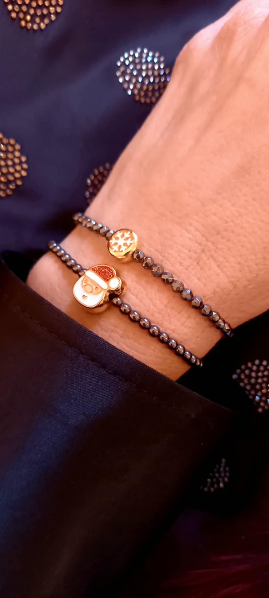 Βραχιόλι με αιματίτες και μοτίφ Αγιο Βασίλη