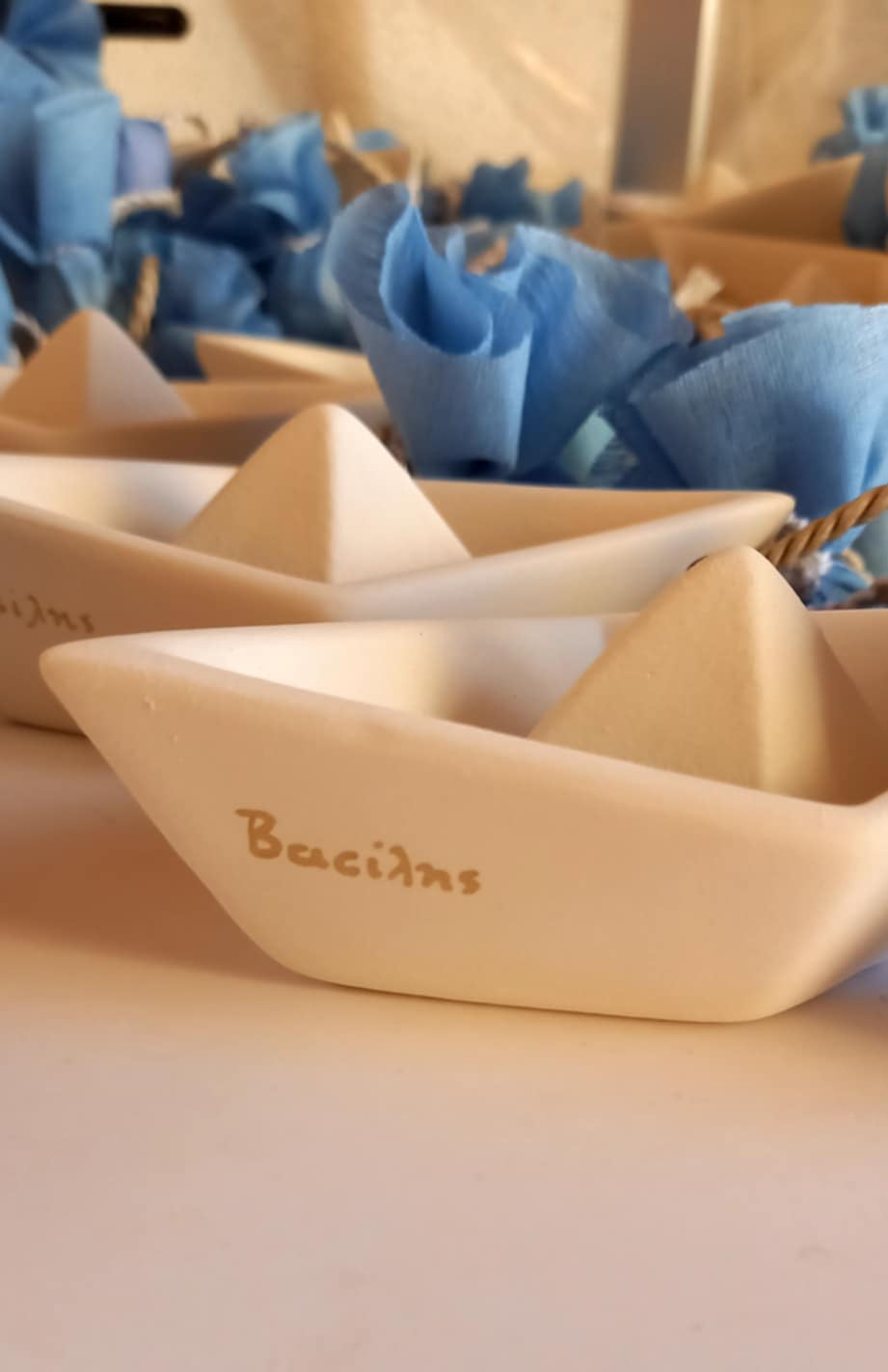 Μπομπονιέρα βάπτισης καραβάκι με άγκυρα και όνομα