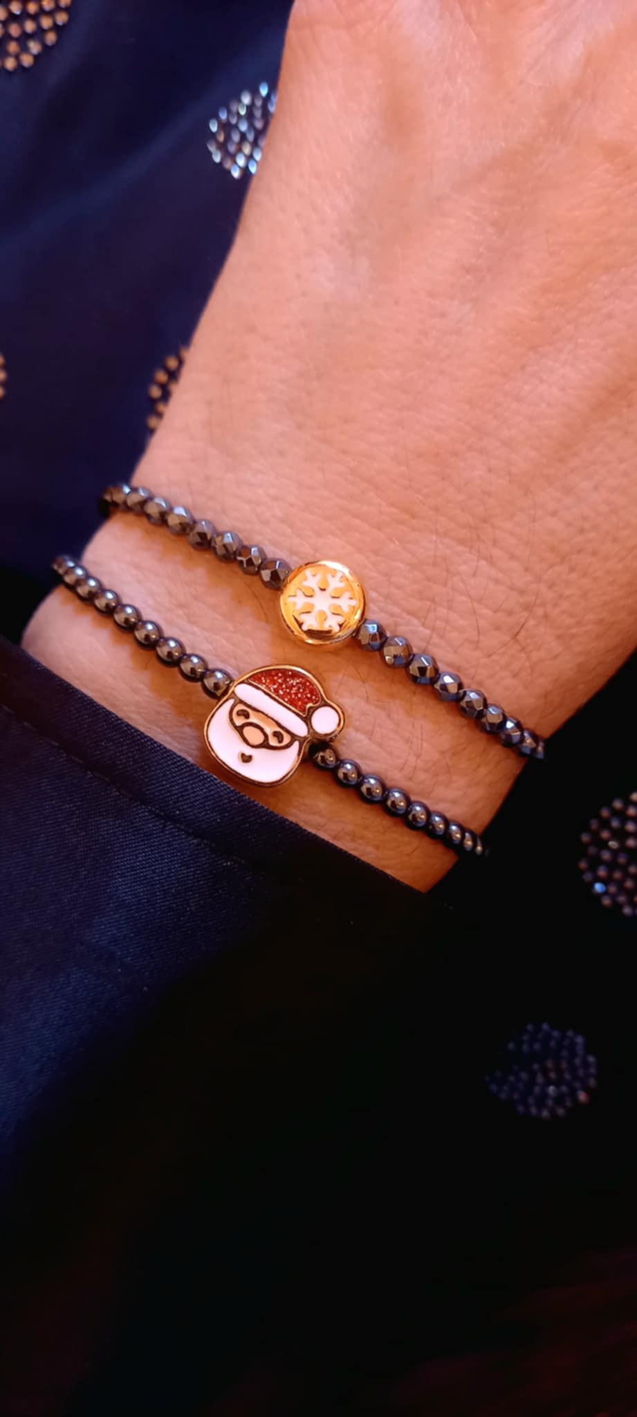 Βραχιόλι με αιματίτες και μοτίφ Αγιο Βασίλη