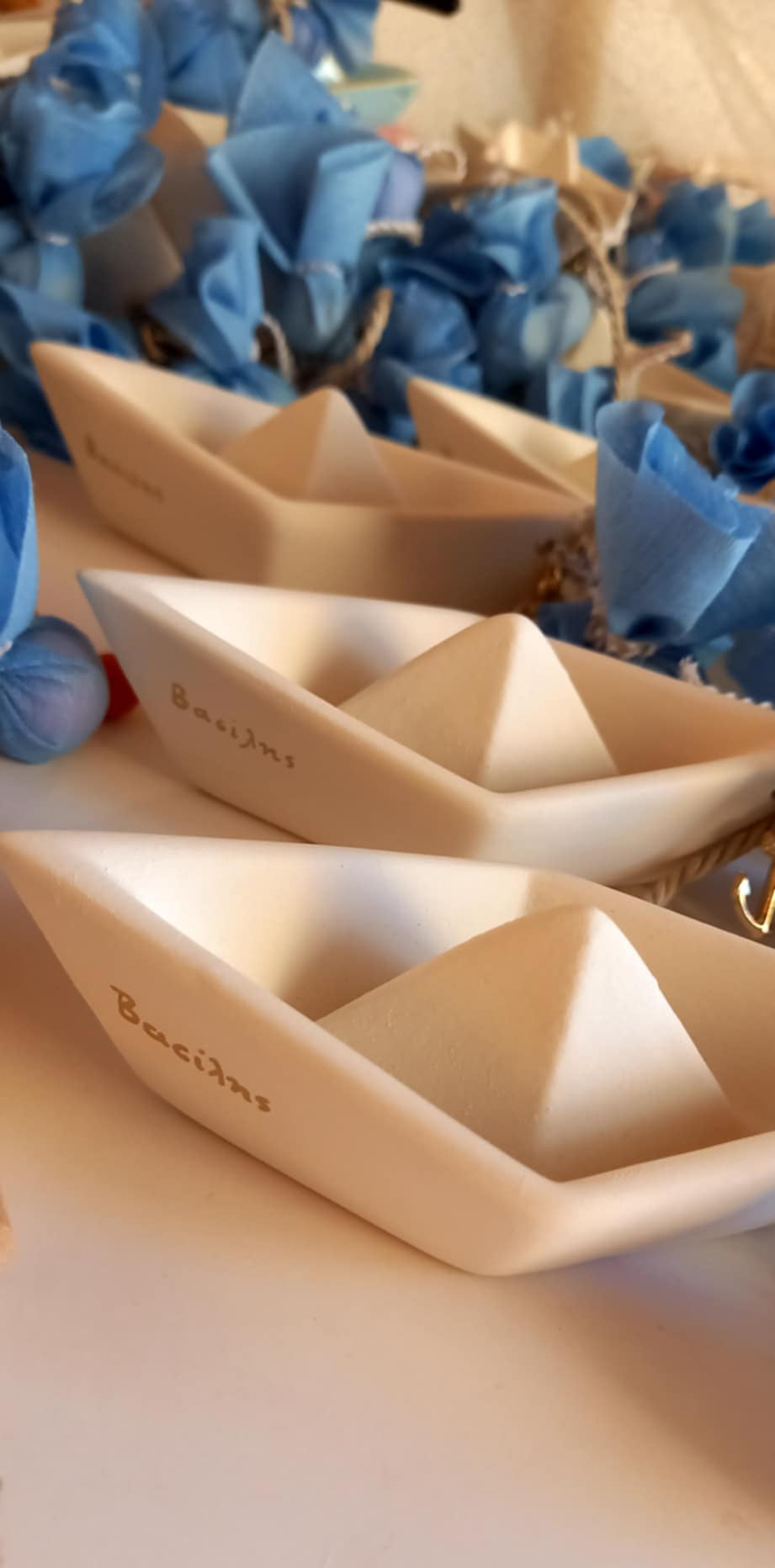 Μπομπονιέρα βάπτισης καραβάκι με άγκυρα και όνομα