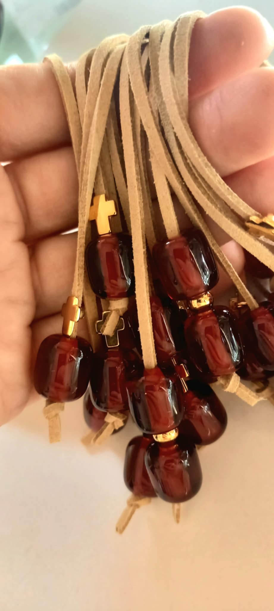 Μαρτυρικό βάπτισης μπεγλέρι με χάντρες και σταυρό