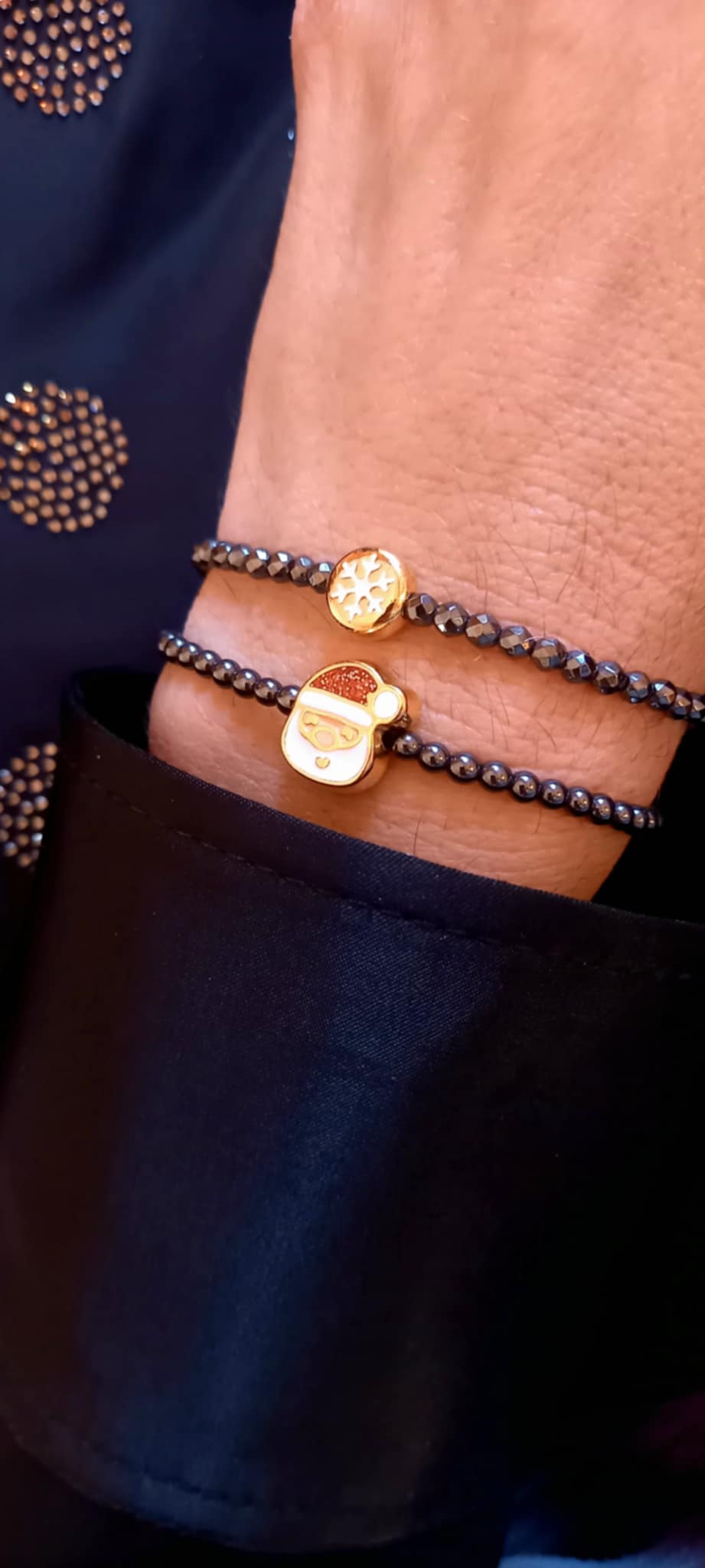 Βραχιόλι με αιματίτες και μοτίφ Αγιο Βασίλη