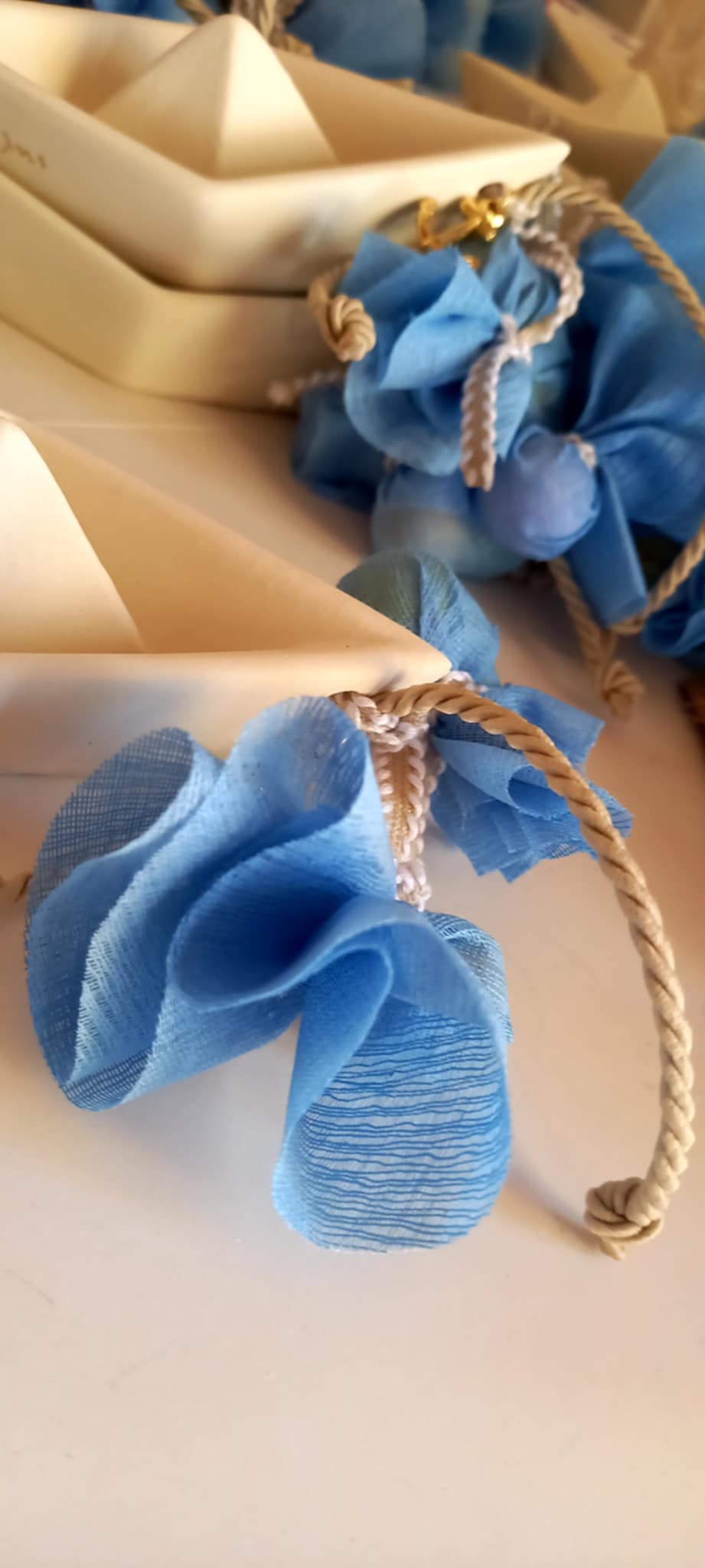 Μπομπονιέρα βάπτισης καραβάκι με άγκυρα και όνομα