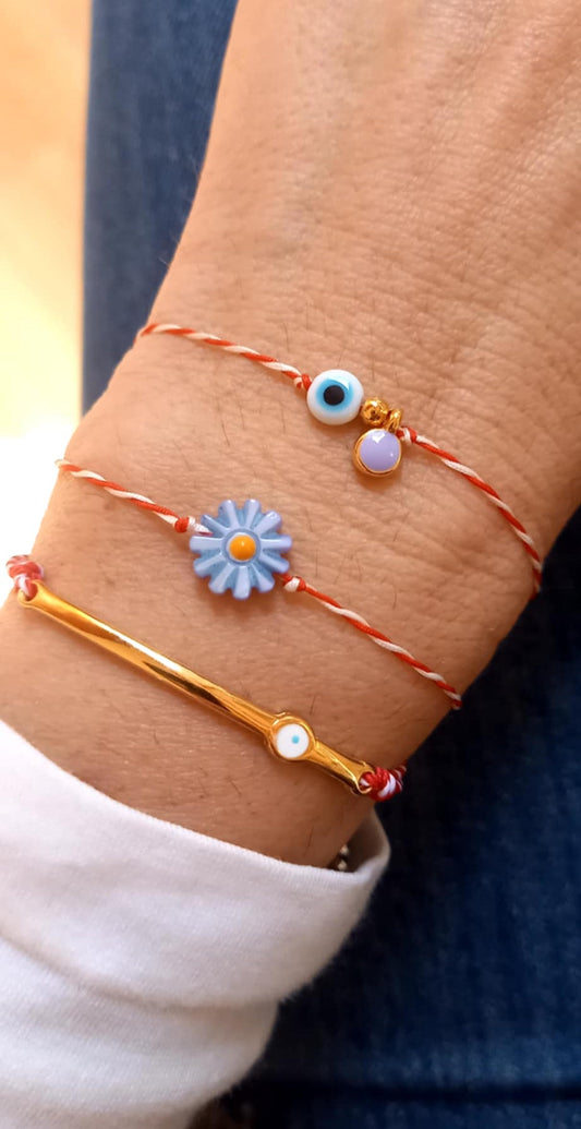 Βραχιόλι μαρτάκι με επιχρυσωμένη μπάρα με μάτι