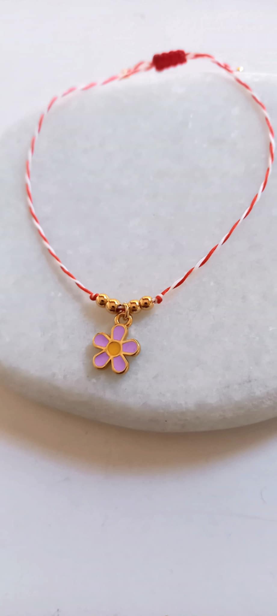 Βραχιόλι μαρτάκι με λουλούδι με σμάλτο