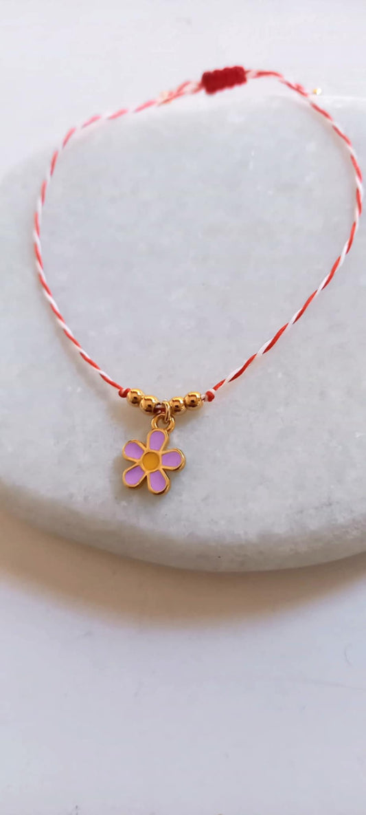 Βραχιόλι μαρτάκι με λουλούδι με σμάλτο