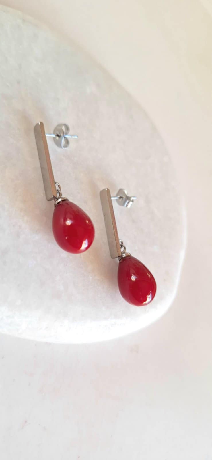 Σκουλαρίκια από ατσάλι με πέρλα