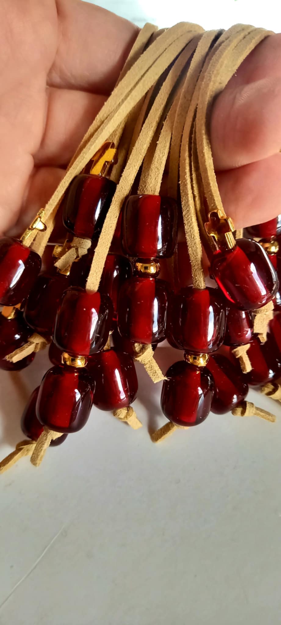 Μαρτυρικό βάπτισης μπεγλέρι με χάντρες και σταυρό