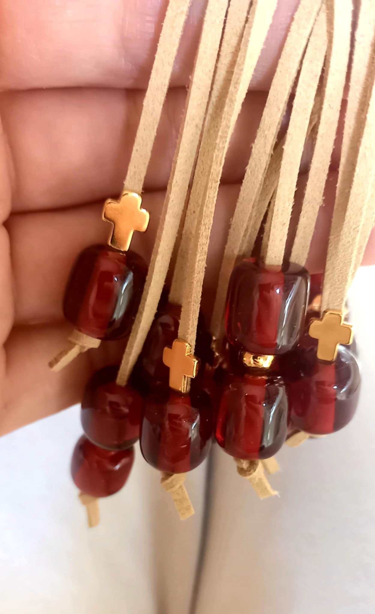 Μαρτυρικό βάπτισης μπεγλέρι με χάντρες και σταυρό