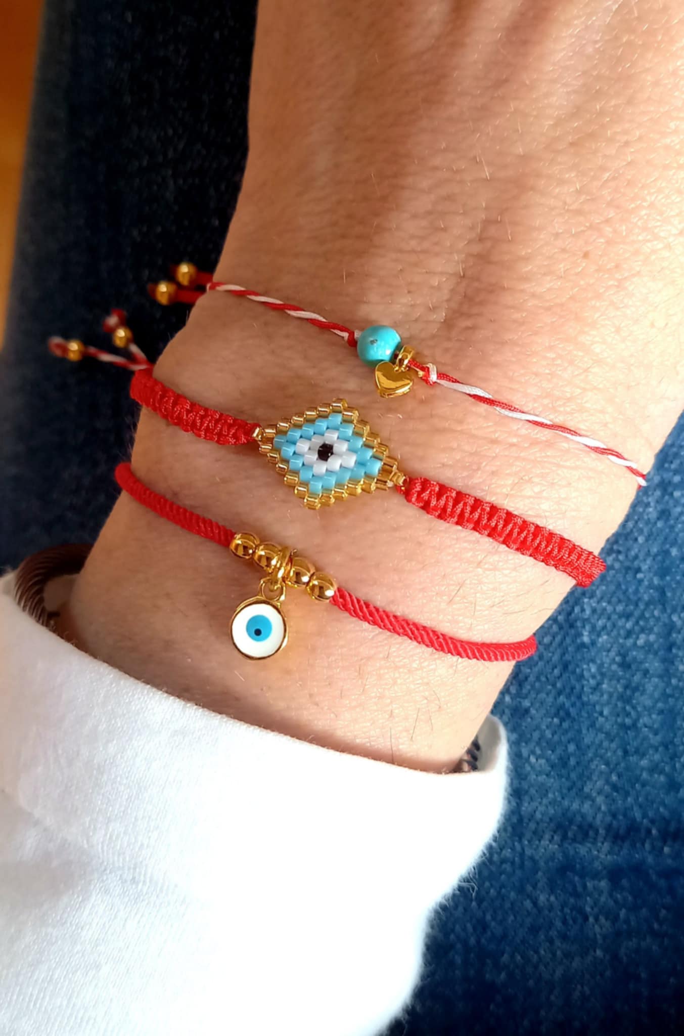 Βραχιόλι μαρτάκι με επιχρυσωμένο μάτι