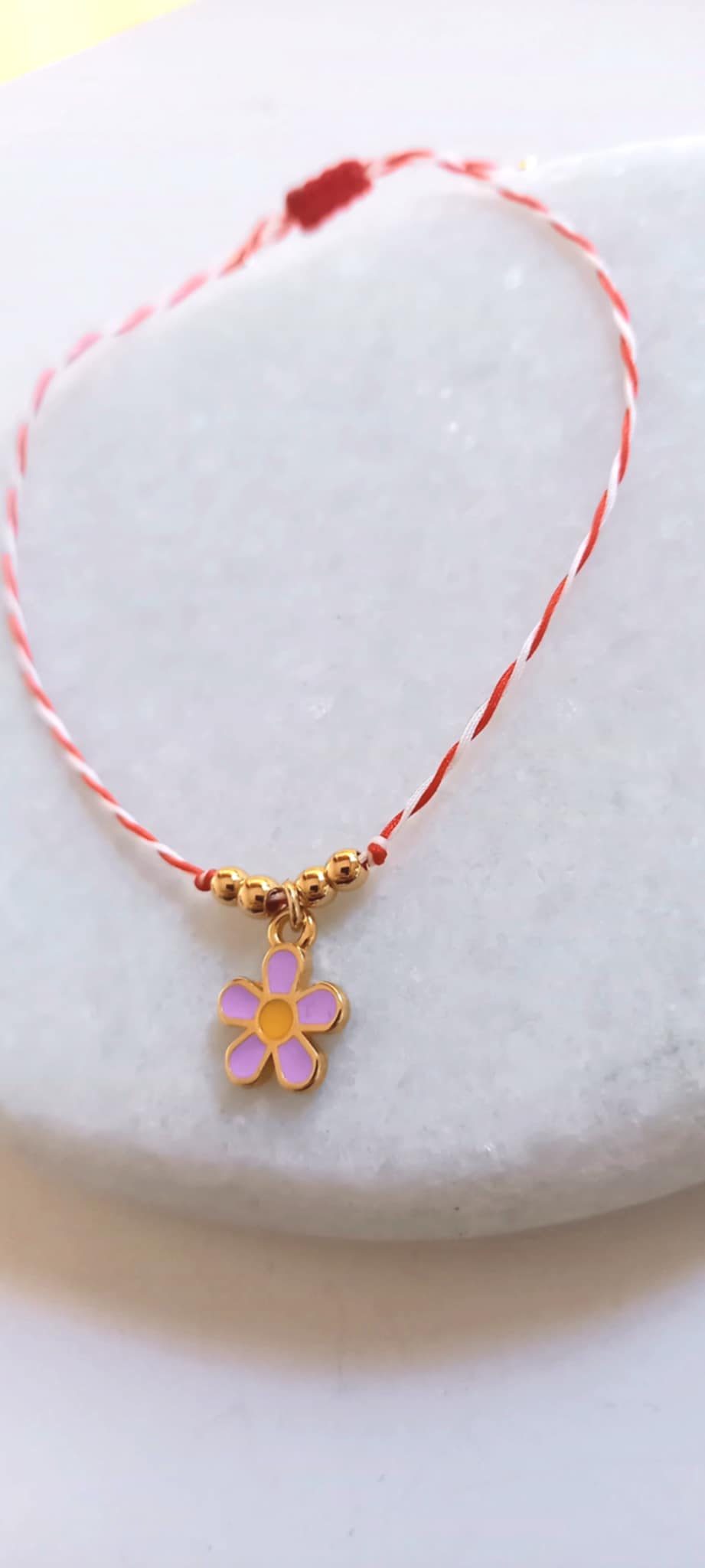 Βραχιόλι μαρτάκι με λουλούδι με σμάλτο