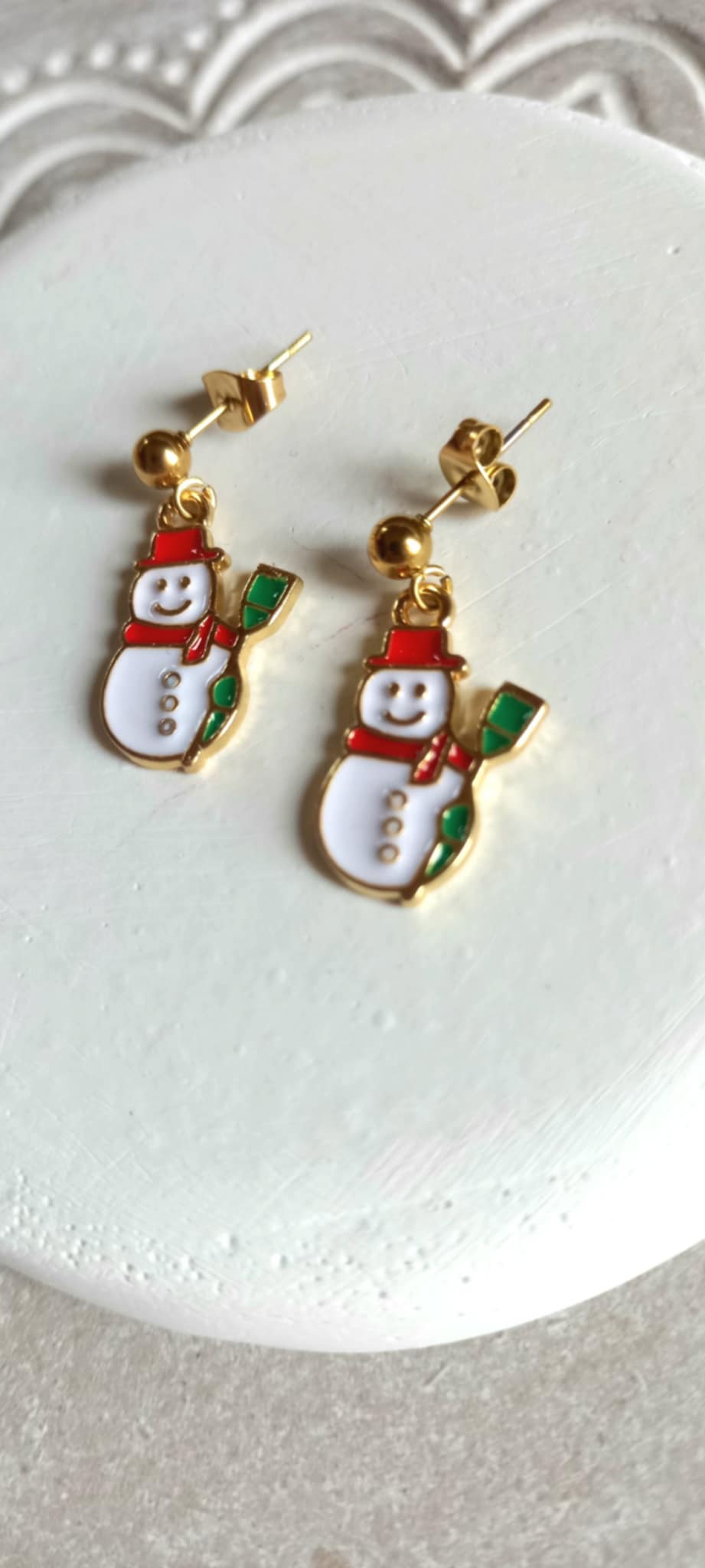 Σκουλαρίκια με μοτίφ χιονάνθρωπο