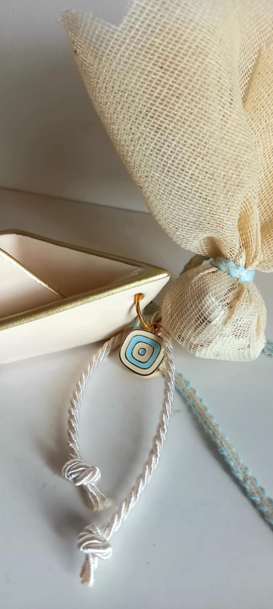 Μπομπονιέρα βάπτισης καραβάκι με μάτι