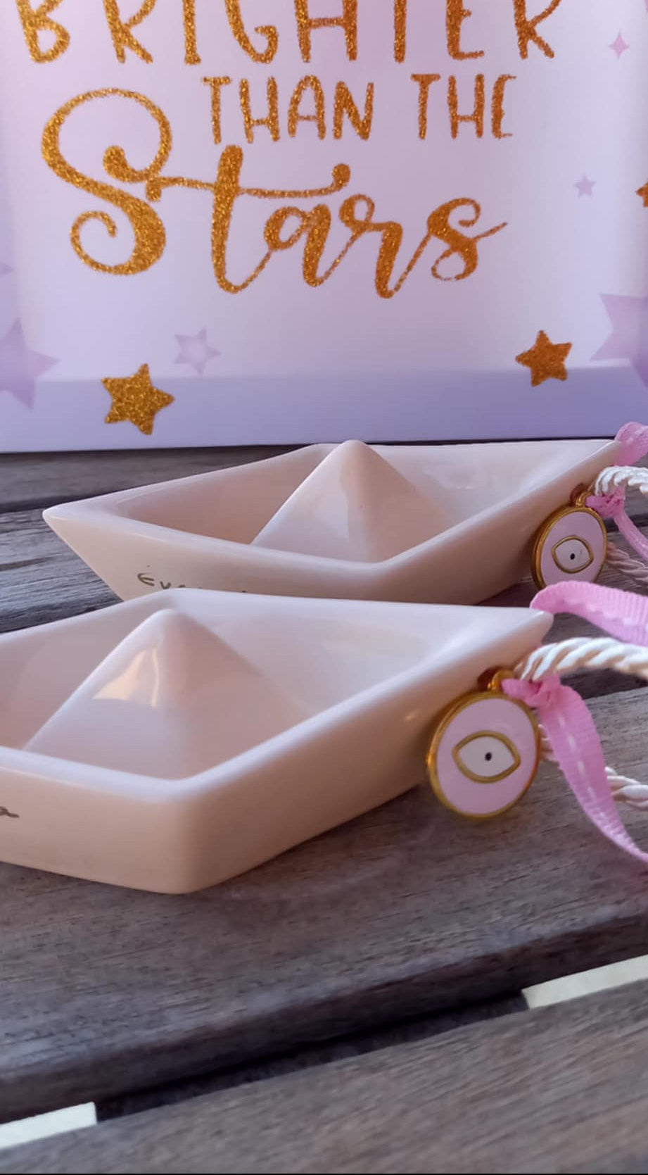 Μπομπονιέρα βάπτισης κεραμικό καράβι με μάτι