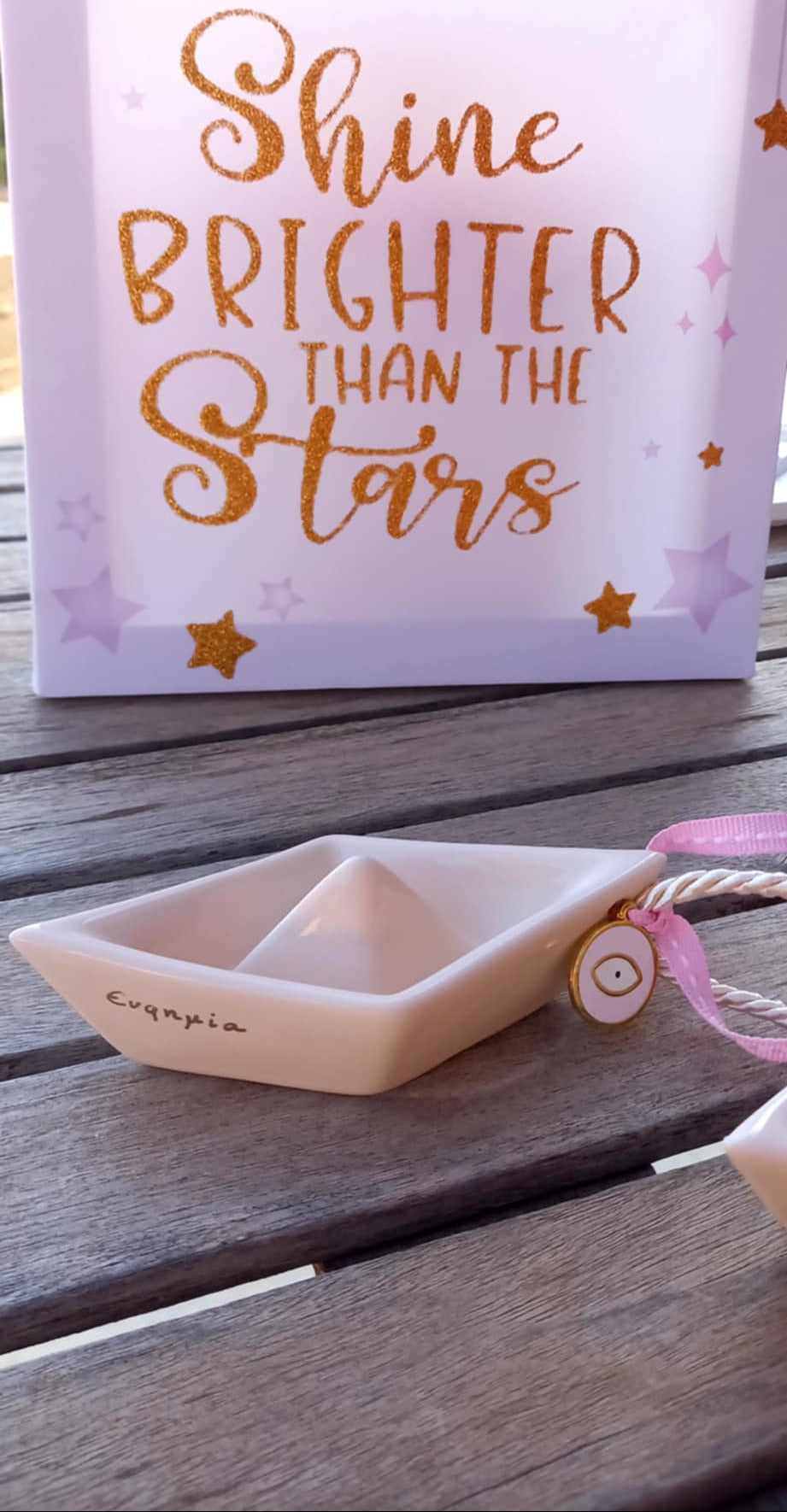 Μπομπονιέρα βάπτισης κεραμικό καράβι με μάτι