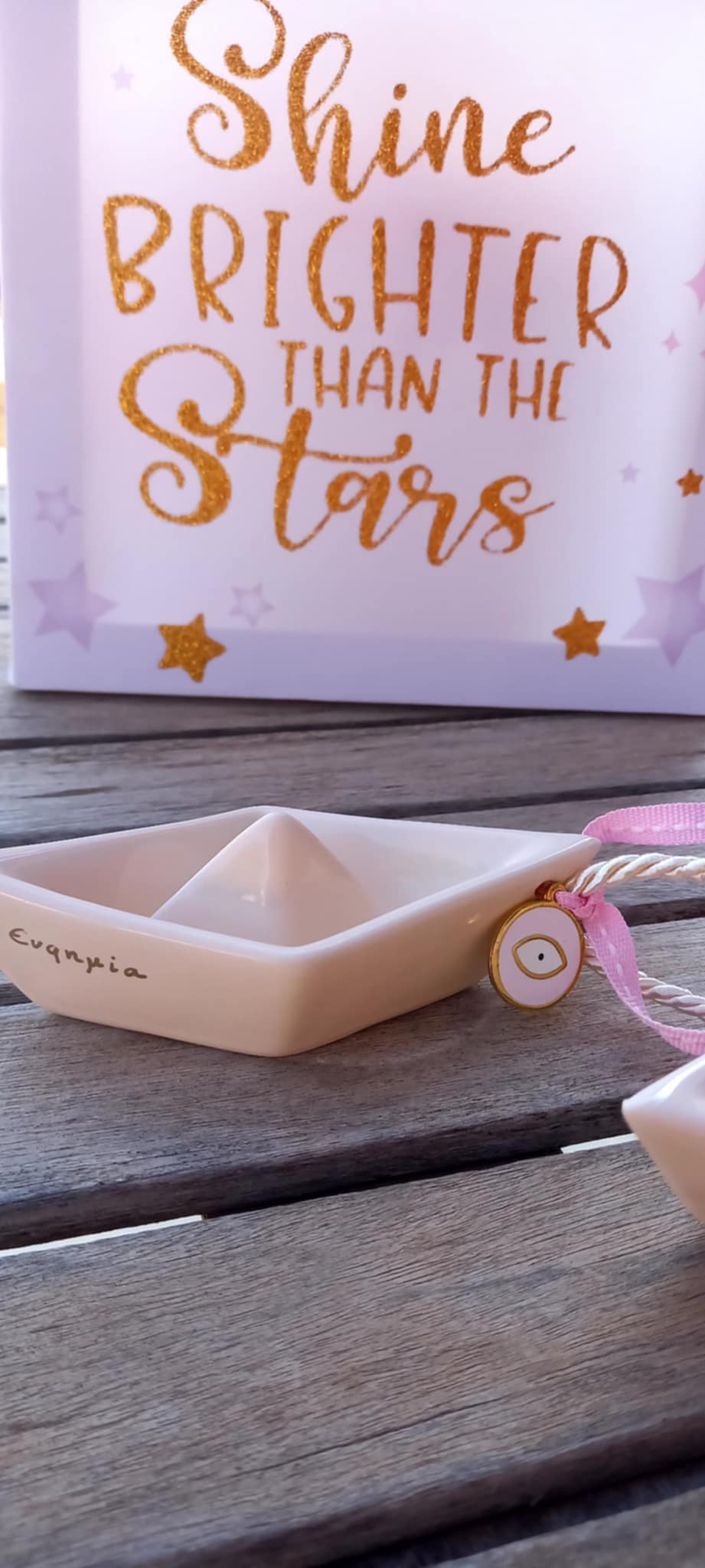 Μπομπονιέρα βάπτισης κεραμικό καράβι με μάτι