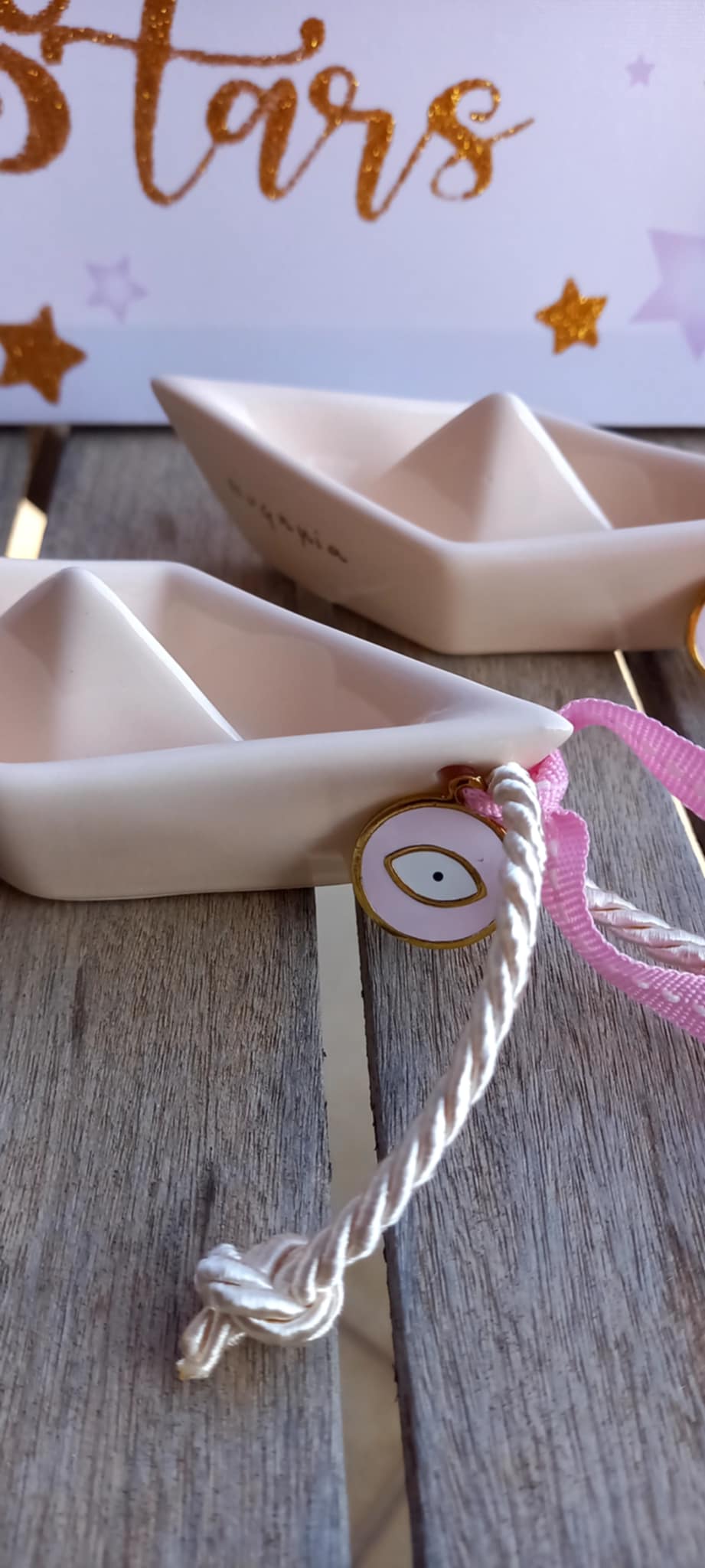 Μπομπονιέρα βάπτισης κεραμικό καράβι με μάτι