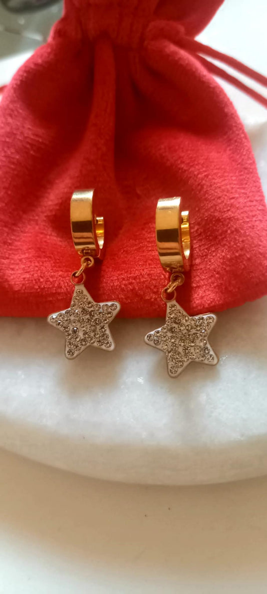 Σκουλαρίκια με μοτίφ αστέρι με κρύσταλλα
