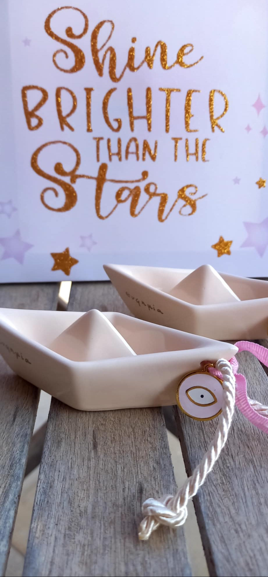 Μπομπονιέρα βάπτισης κεραμικό καράβι με μάτι