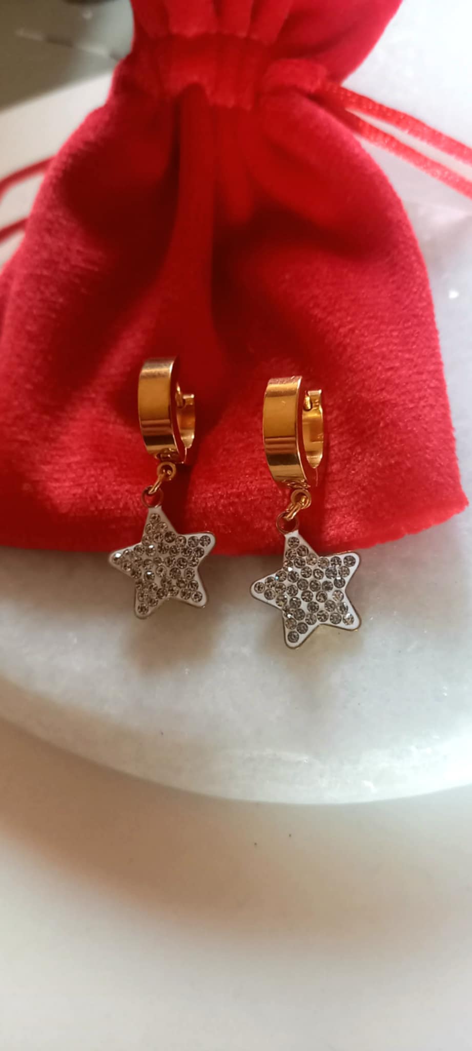 Σκουλαρίκια με μοτίφ αστέρι με κρύσταλλα