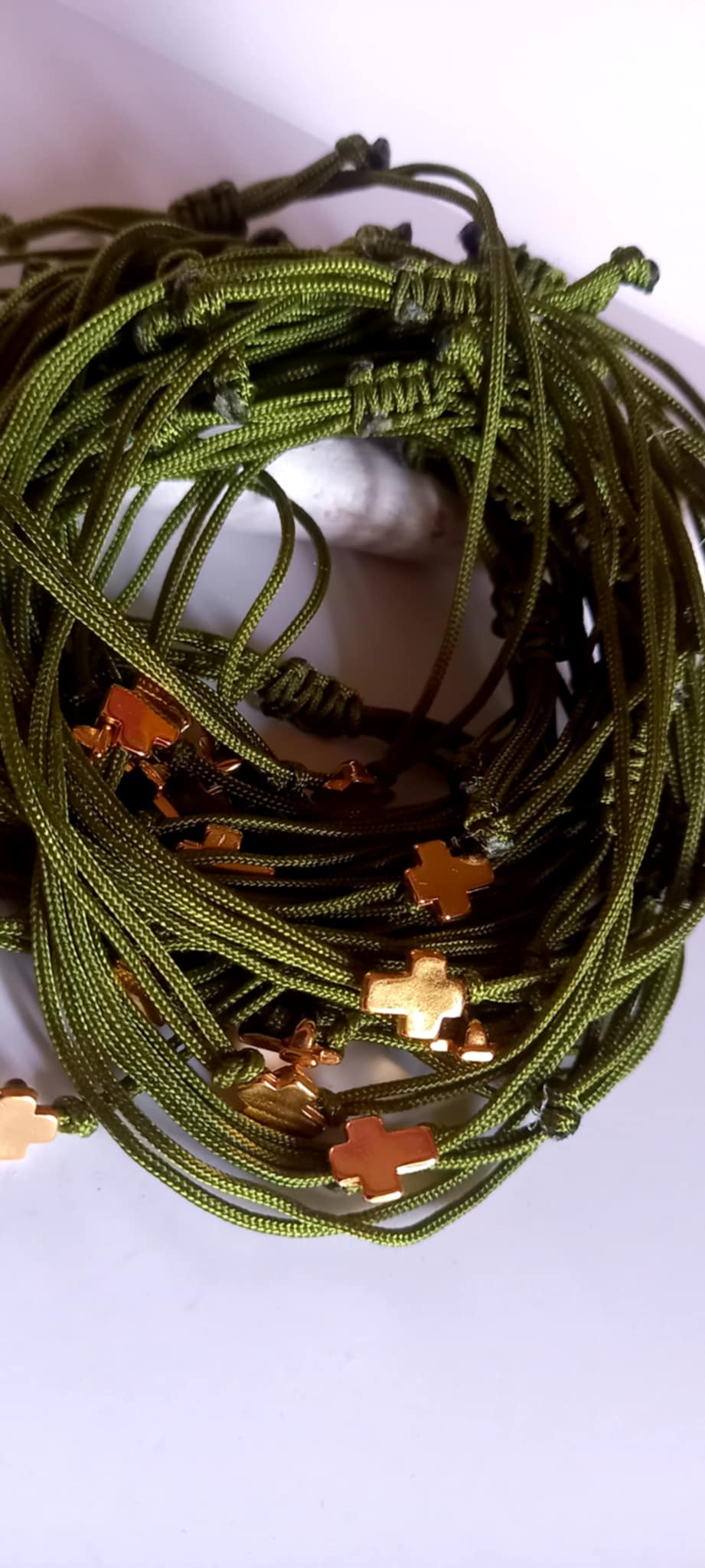 Μαρτυρικό βάπτισης βραχιόλι με κορδόνι και σταυρό