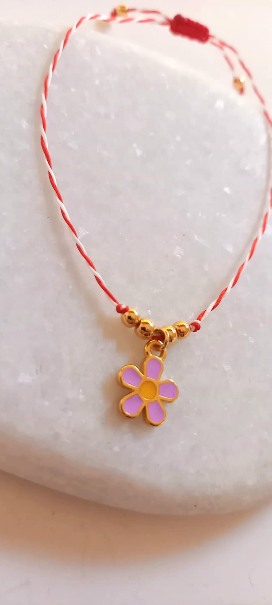 Βραχιόλι μαρτάκι με λουλούδι με σμάλτο