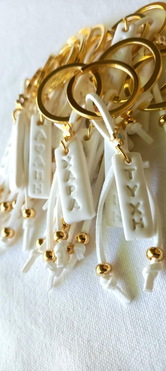 Μαρτυρικό βάπτισης μπρελόκ με υφή πορσελάνης και σταυρό