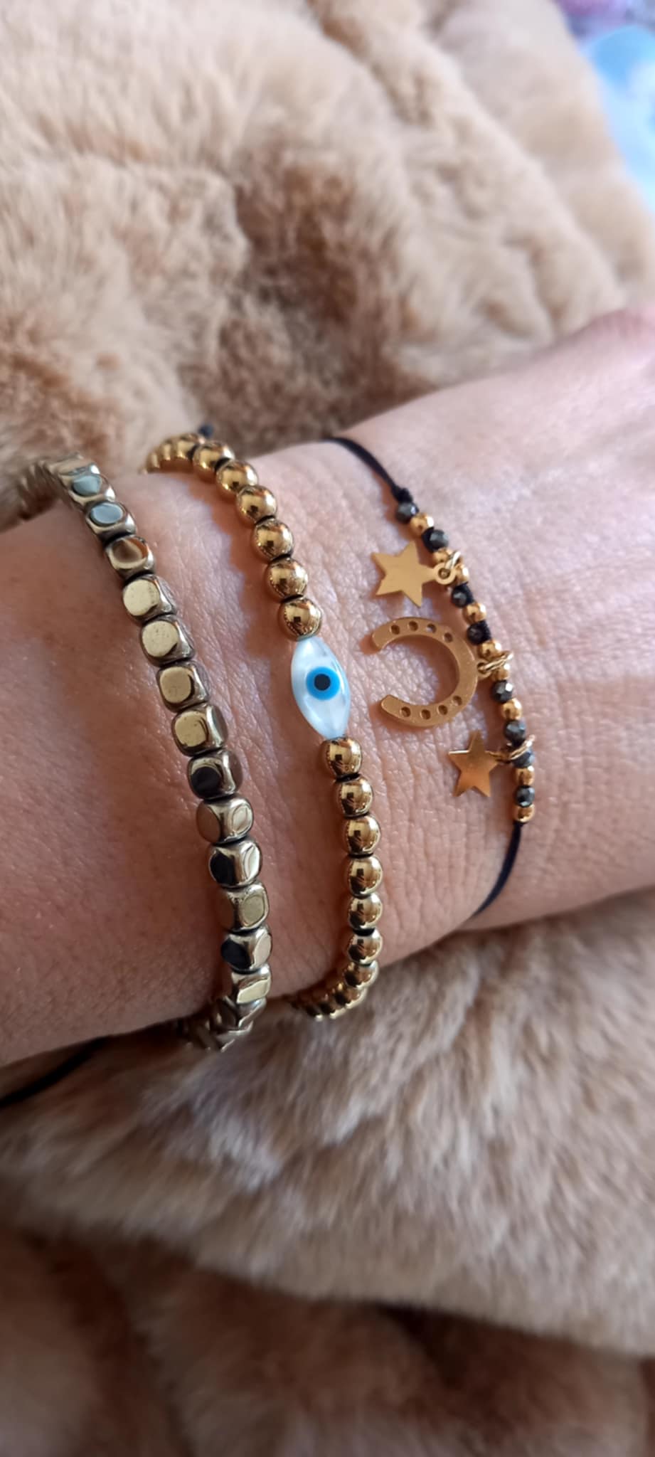 Βραχιόλι με αιματίτες και μάτι από φίλντισι