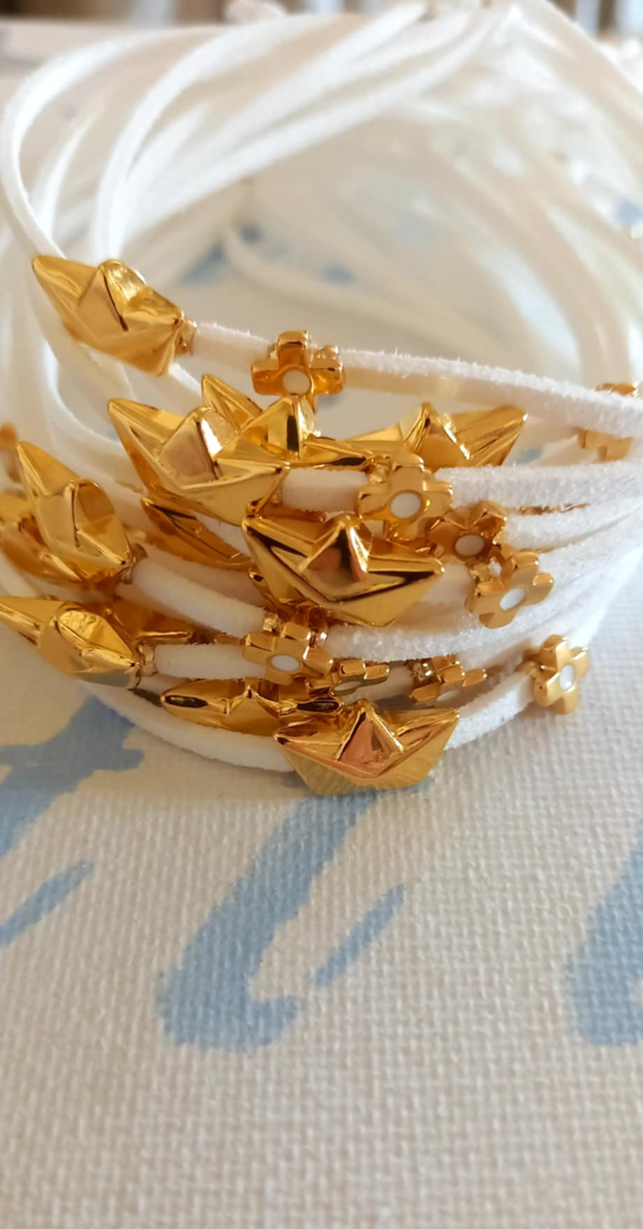 Μαρτυρικό βάπτισης βραχιόλι με καραβάκι και σταυρό