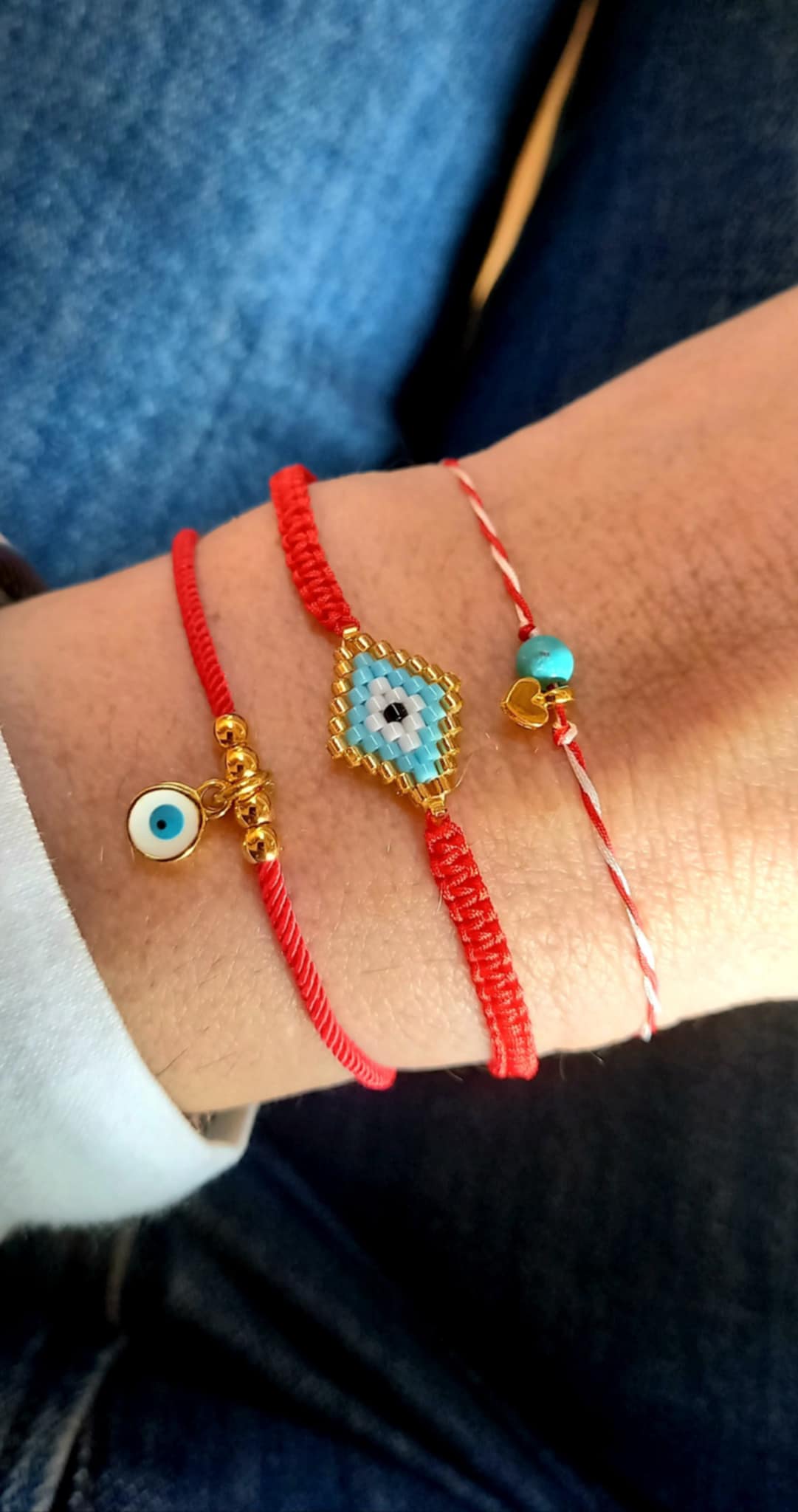 Βραχιόλι μαρτάκι με επιχρυσωμένο μάτι