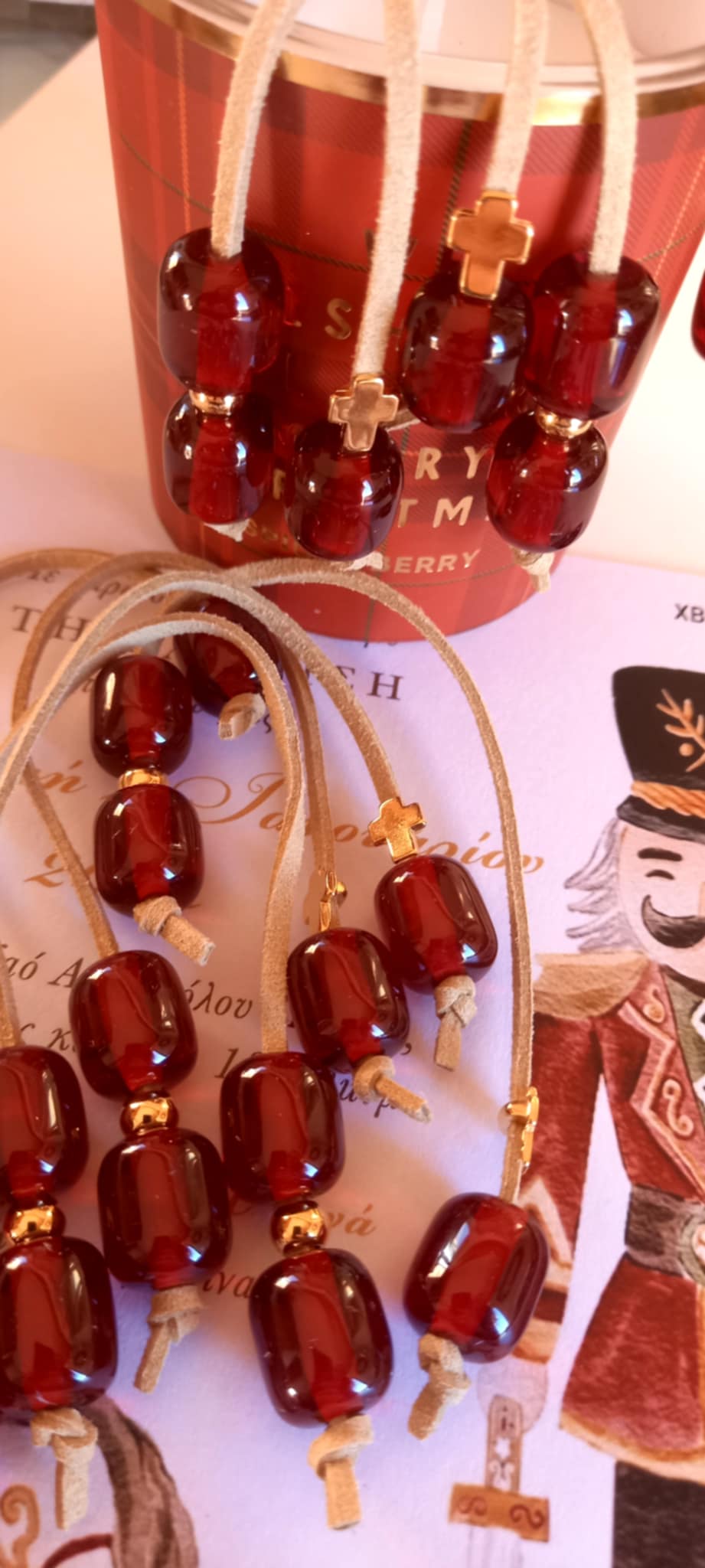 Μαρτυρικό βάπτισης μπεγλέρι με χάντρες και σταυρό