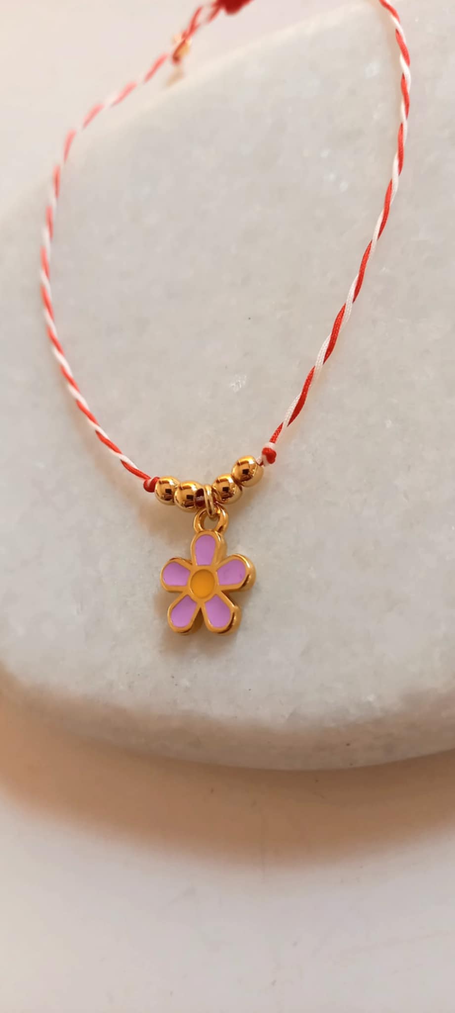 Βραχιόλι μαρτάκι με λουλούδι με σμάλτο