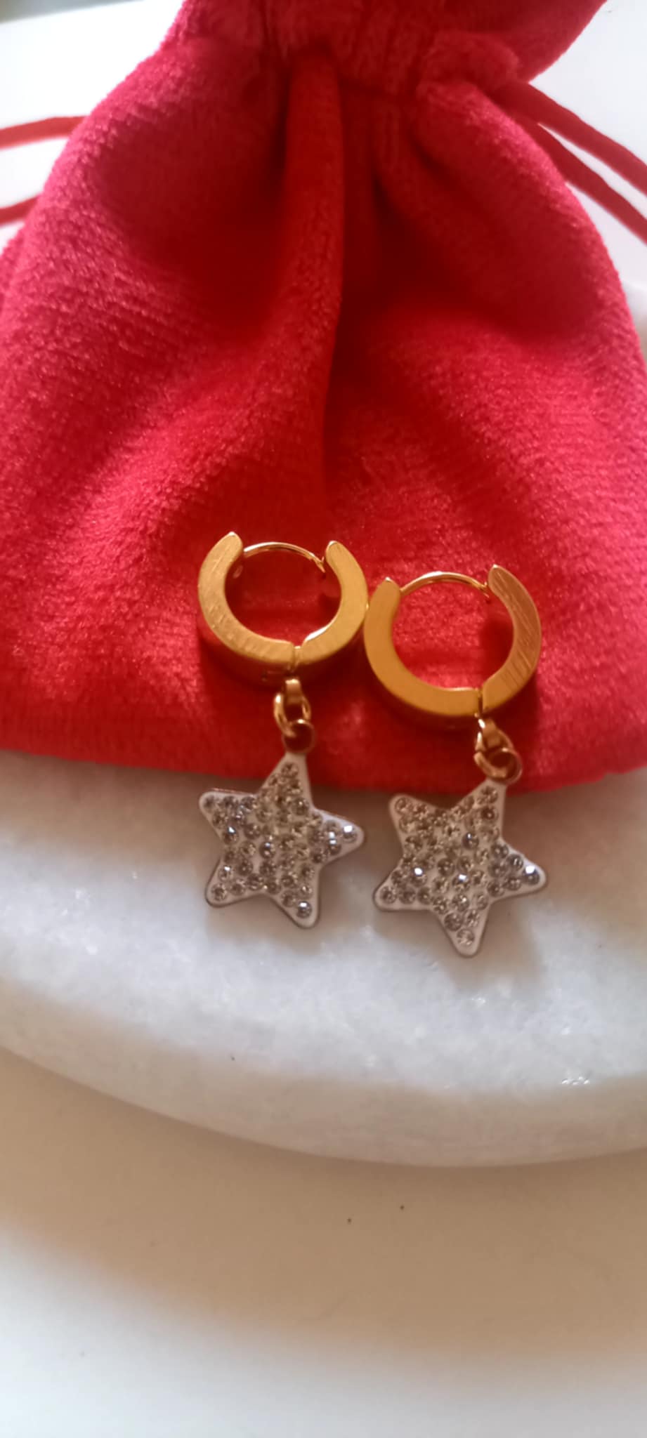 Σκουλαρίκια με μοτίφ αστέρι με κρύσταλλα