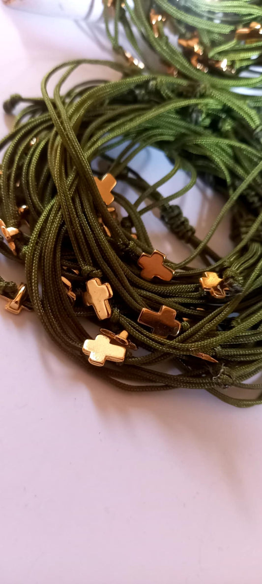 Μαρτυρικό βάπτισης βραχιόλι με κορδόνι και σταυρό