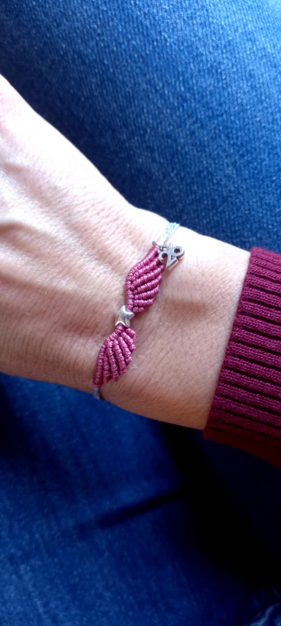 Βραχιόλι γούρι με μακραμέ φτερά αγγέλου