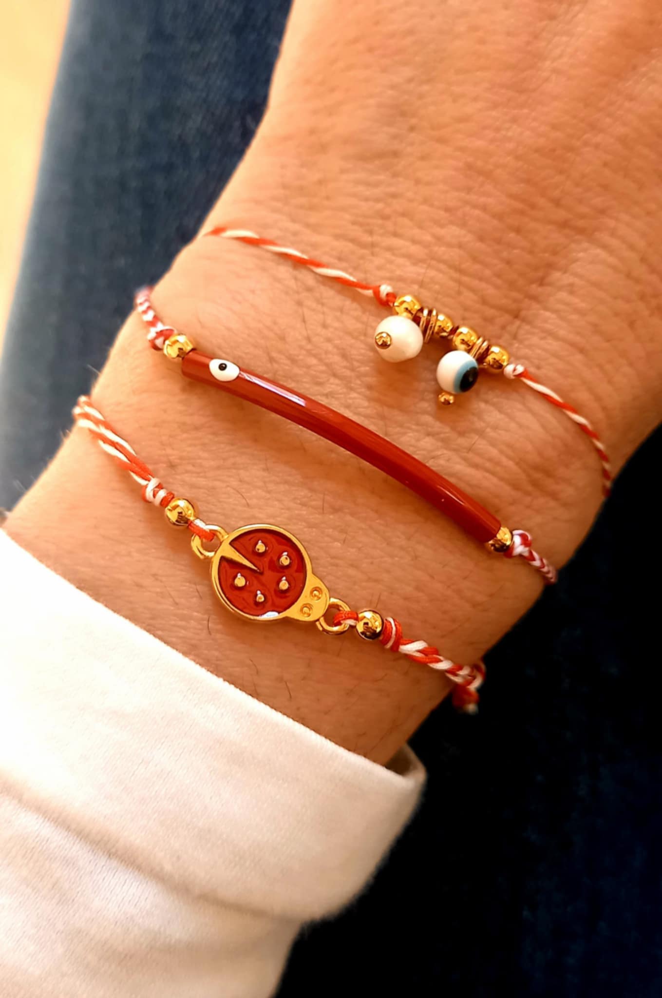 Βραχιόλι μαρτάκι με μπάρα με σμάλτο και μάτι