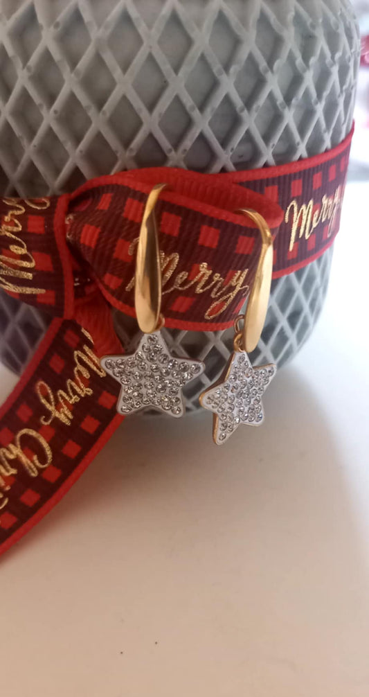 Σκουλαρίκια με μοτίφ αστέρι με κρύσταλλα