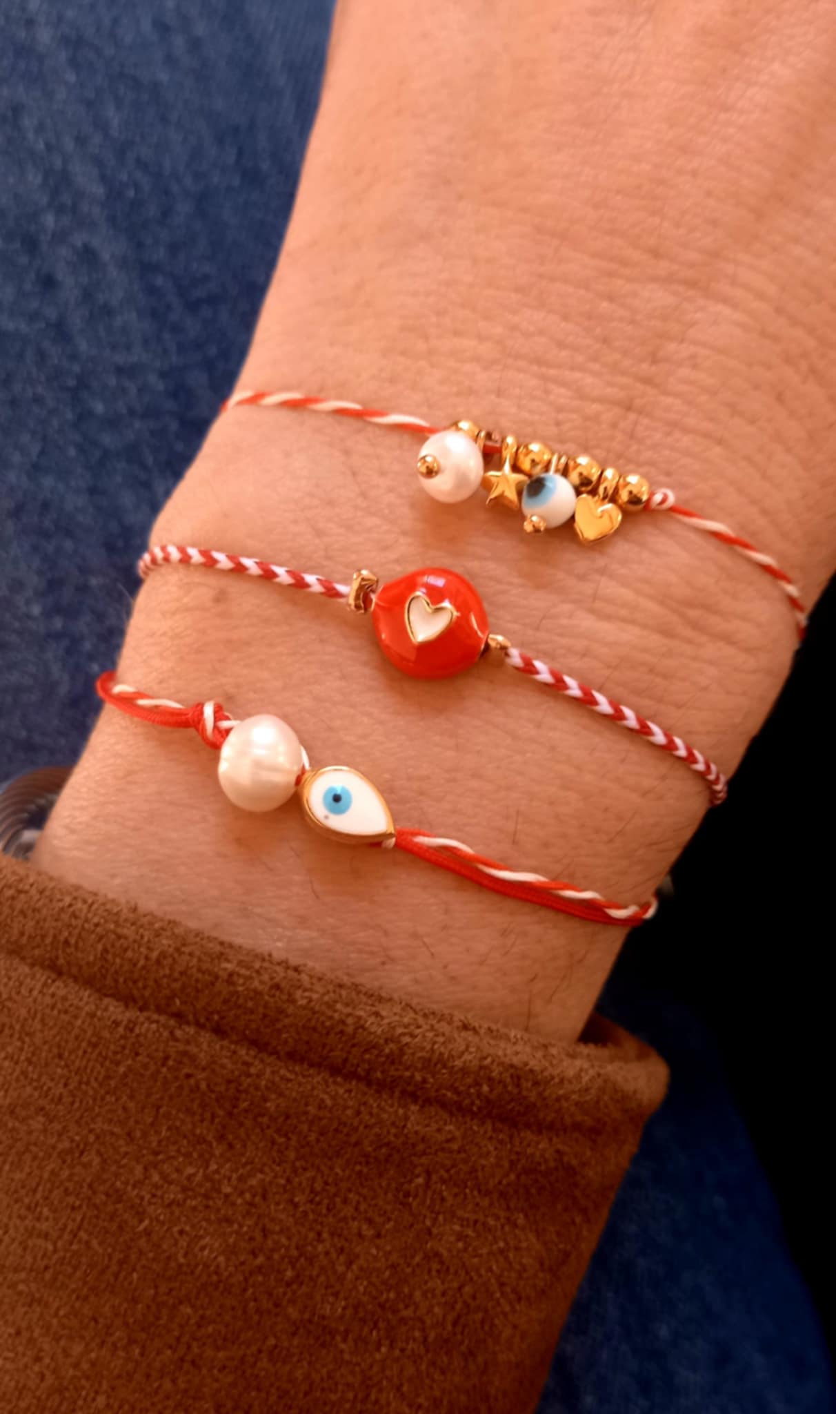 Βραχιόλι μαρτάκι με μοτίφ καρδιά με σμάλτο