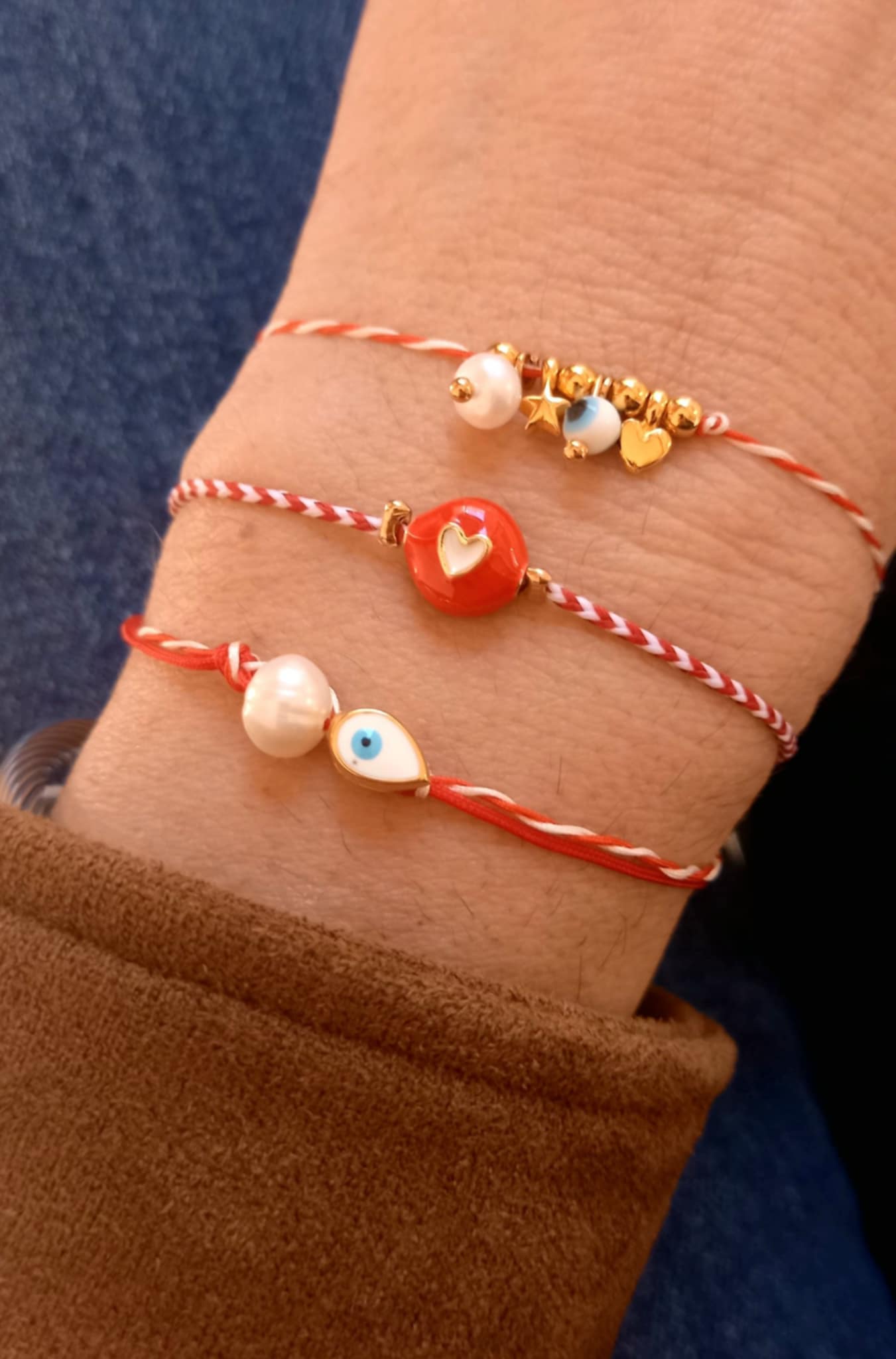 Βραχιόλι μαρτάκι με μοτίφ καρδιά με σμάλτο