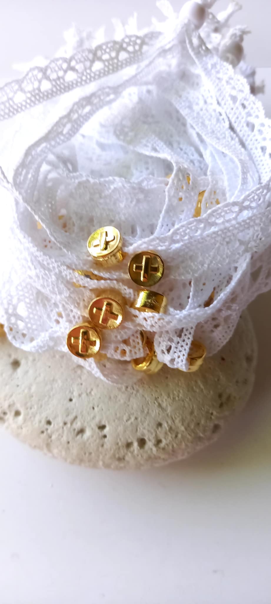 Μαρτυρικό βάπτισης βραχιόλι με δαντέλα και σταυρό