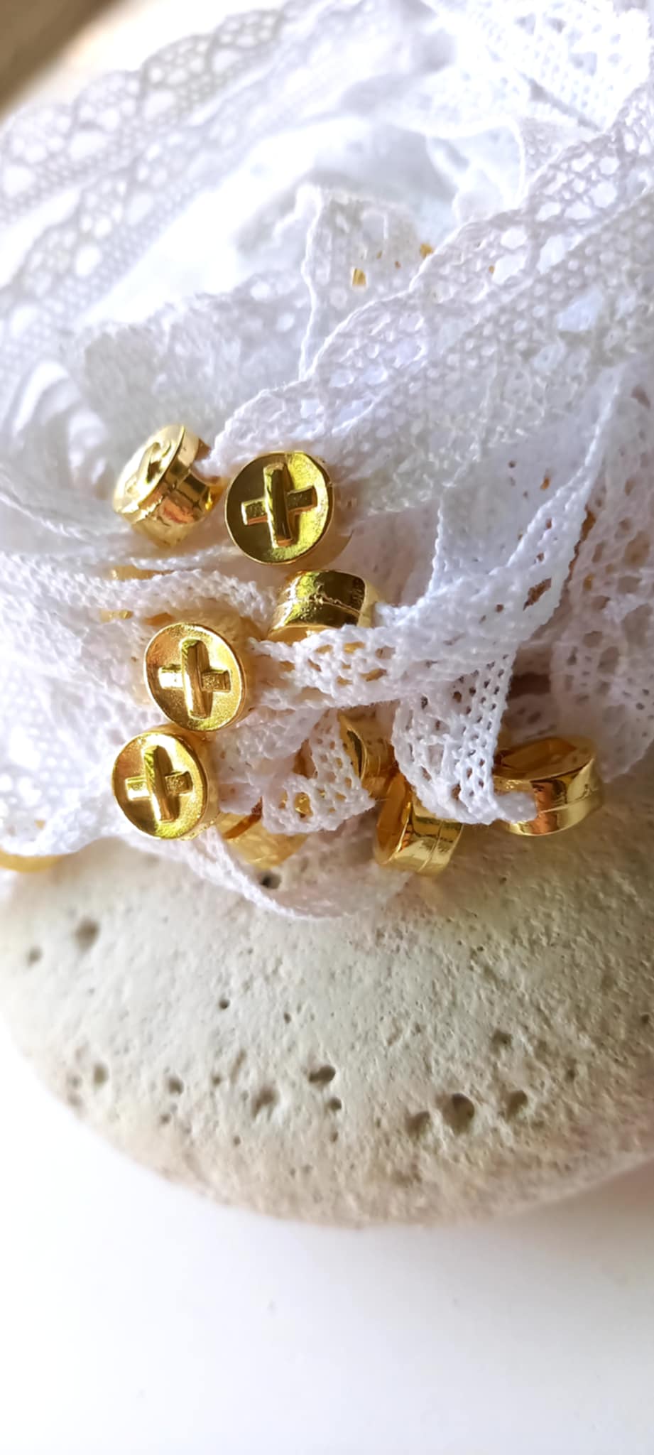 Μαρτυρικό βάπτισης βραχιόλι με δαντέλα και σταυρό