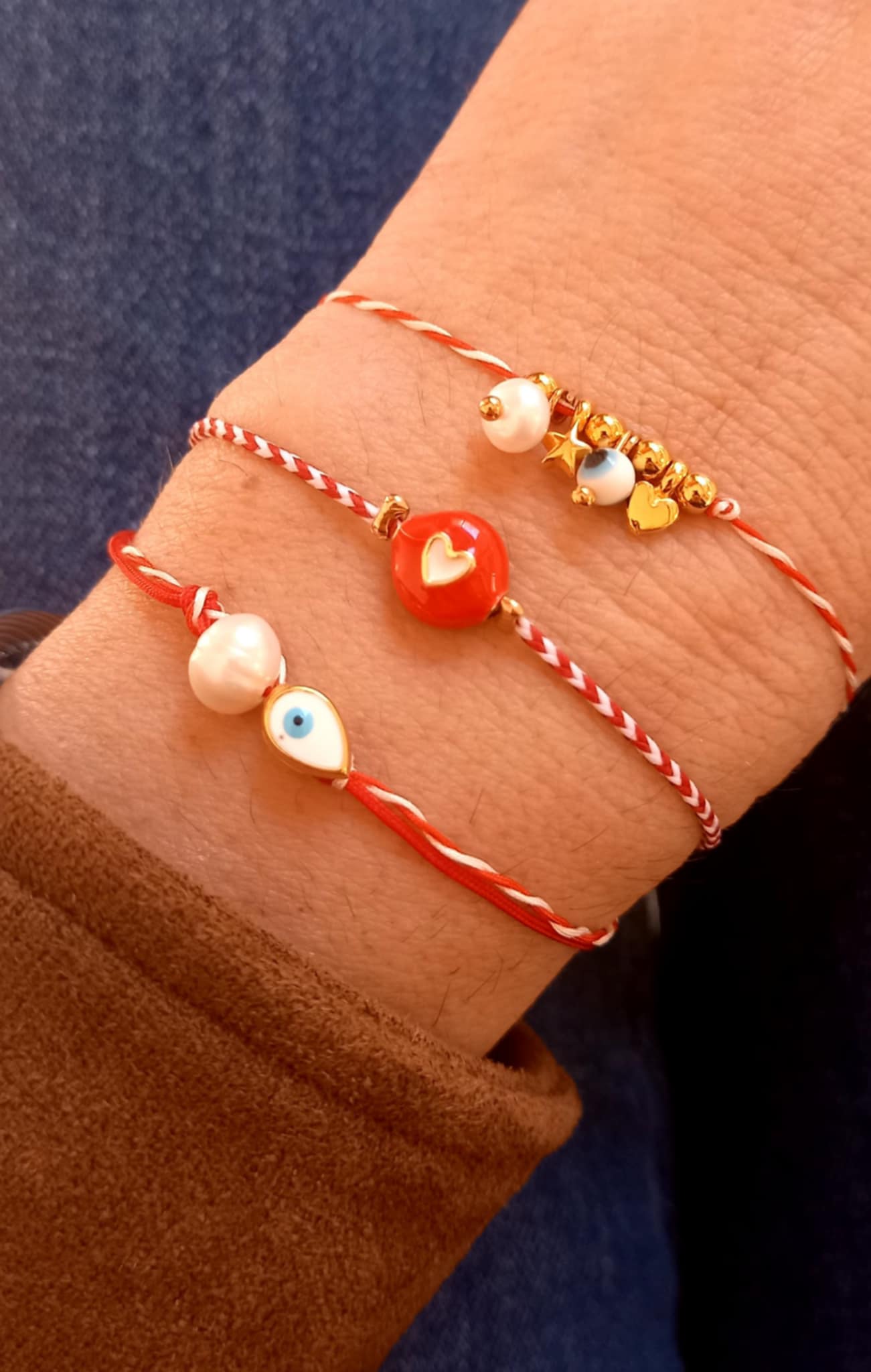 Βραχιόλι μαρτάκι με μοτίφ καρδιά με σμάλτο