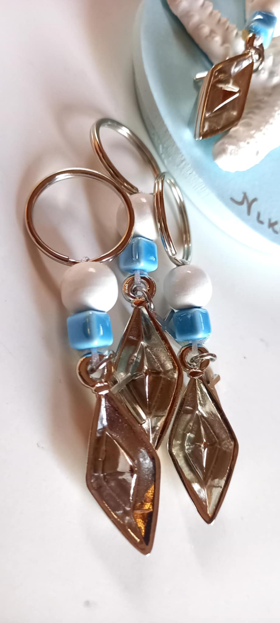 Μαρτυρικό βάπτισης μπρελόκ με καραβάκι, σταυρό και χάντρες