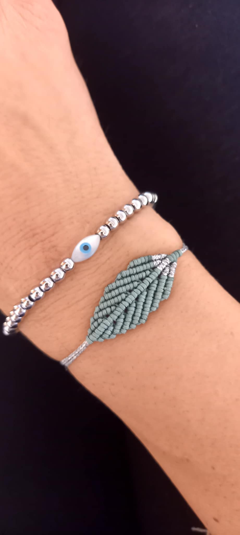 Βραχιόλι με μακραμέ φύλλο